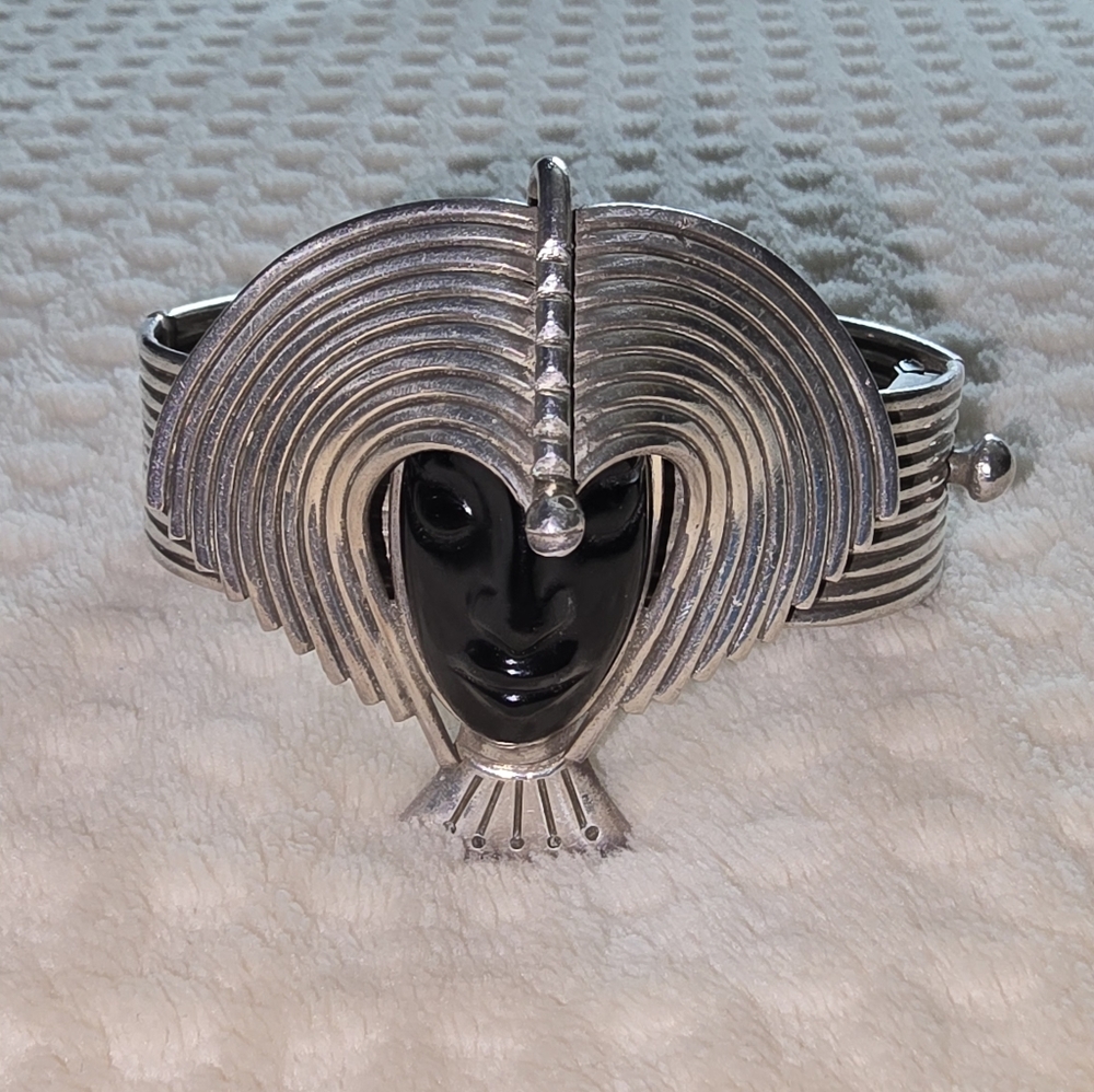 Vintage Taxco Black Onyx & Sterling Silver Bracelet